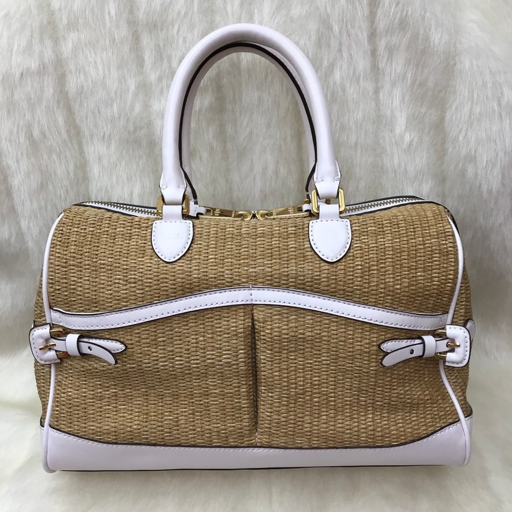 LRL Lauren Gipson Woven Straw & Leather Satchel